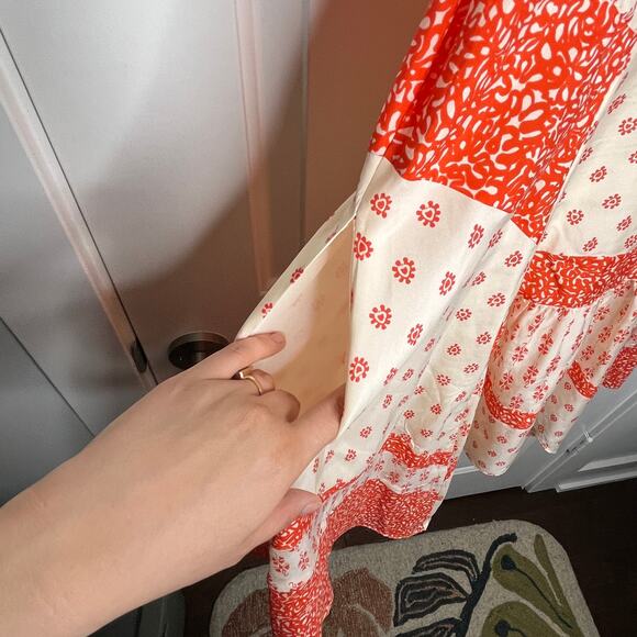 Rebecca Taylor Block Print Mix Silk Dress Size 6 Flawed - Picture 9 of 12